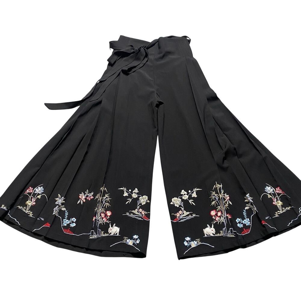 A Flowers Language Modernized Ming Mamian Wide Legged Trousers Chinese M USA 29”